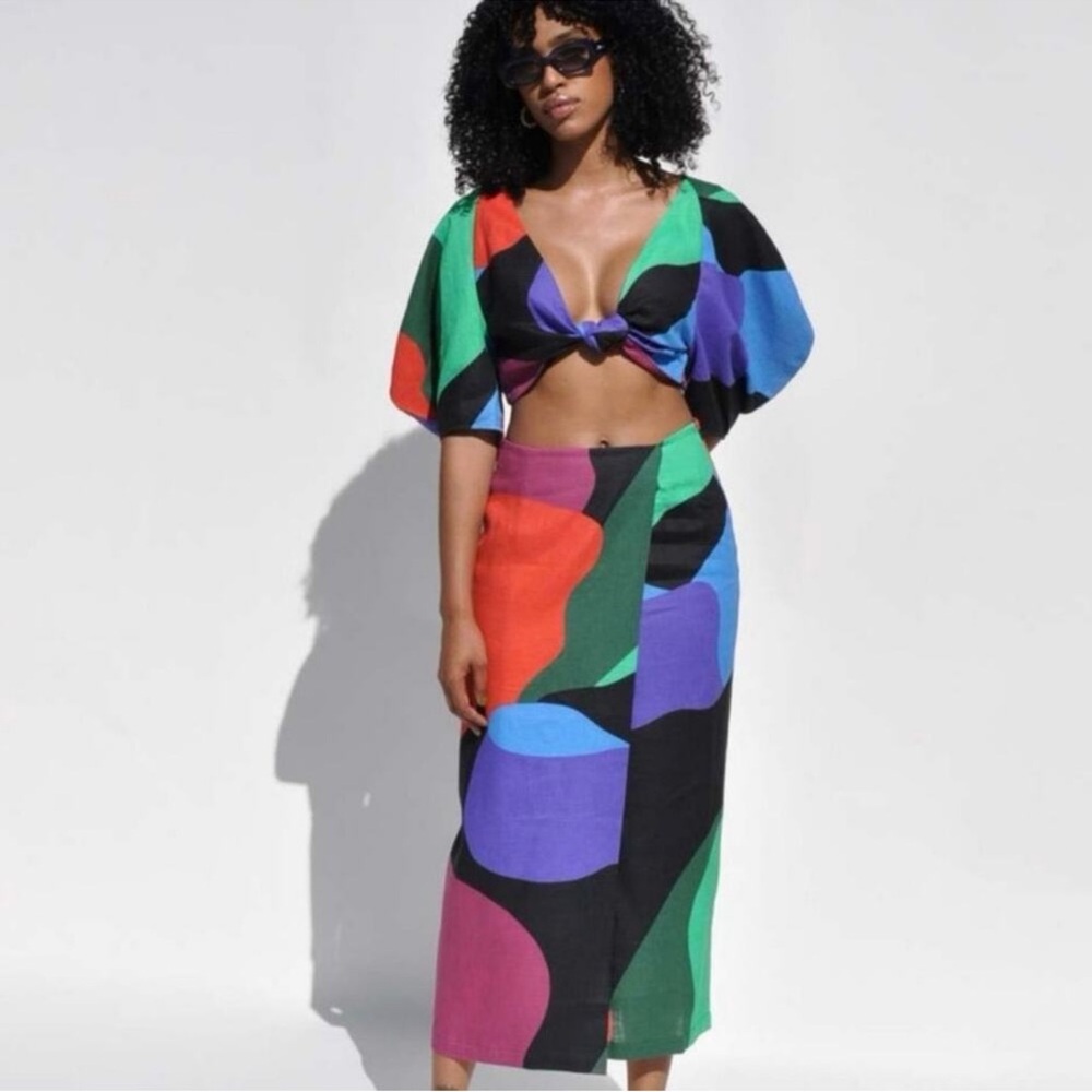 MARA HOFFMAN RAYA Tie Front Cropped Top Size 4 NWT - Picture 4 of 8